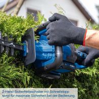 2-Hand-Sicherheitsschalter mit Schnellstopp für maximale Sicherheit beim Bedienen der Akku-Heckenschere
