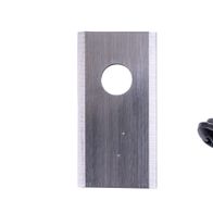 Mähmesser für Rasenmähroboter, Ansicht von vorne, mit Schraube daneben.