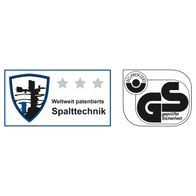 Weltweit patentierte Spalttechnik mit drei Sternen. GS-geprüfte Sicherheit durch BG-Prüfzeichen.