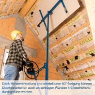 Trockenbaulift mit höhenverstellbarer und 60° einstellbarer Neigung für schräge Arbeiten kraftschonend