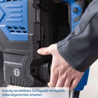 Der Abbruchhammer AB2000 von Scheppach bietet eine 6-stufig einstellbare Schlagzahl für materialgerechtes Arbeiten. Mit 1700 Watt, 60 Joule und 2000 bpm Schlagzahl sowie SDS-Max-Aufnahme.