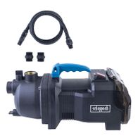 Scheppach-Wasserspülpumpe mit Anschluss für flexible Schläuche und Adapter