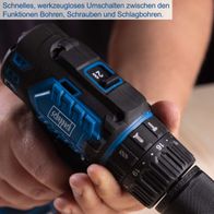 Die Akku-Schlagbohrmaschine BC-CD60-X von Scheppach ermöglicht schnelles, werkzeugloses Umschalten zwischen den Funktionen Bohren, Schrauben und Schlagbohren. Sie verfügt über ein Drehmoment von 60 Nm und 19+1+1 Drehmomentstufen.