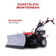 Scheppach Kehrmaschine SC2200PE mit zusätzlichem montierbarem Schneeschild, 105 cm lang.