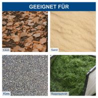 Geeignet für Laub, Sand, Kies und Rasenschnitt. Die Akku-Kehrmaschine C-S610-X von Scheppach eignet sich ideal für verschiedene Untergründe wie Laub, Sand, Kies und Rasenschnitt.