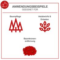 Anwendungsbeispiele für die Benzin Kettensäge CSP2540 von Scheppach: Baumflege, Astabwürfe & Entasten sowie Baumkronenentfernung.