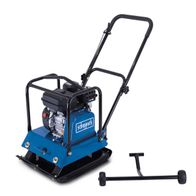 Scheppach-Rüttelplatte mit Fahrwerk und Gummimatte, inkl. Handgriff und Lenkarm für präzise Ausrichtung