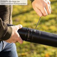 Einfache Montage der verschiedenen Komponenten. Eine Hand hält eine Schraube fest, während die andere ein Werkzeug zum Anziehen der Schraube verwendet.