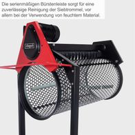 Die serienmäßigen Bürstenleiste sorgt für eine zuverlässige Reinigung der Siebtrommel, vor allem bei der Verwendung von feuchtem Material.
