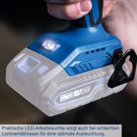 Die Akku-Schlagbohrmaschine C-CD45-X Scheppach verfügt über eine praktische LED-Arbeitsleuchte, die auch bei schlechten Lichtverhältnissen für eine optimale Ausleuchtung sorgt.