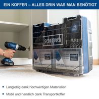 Der Scheppach Transportkoffer enthält alles, was man benötigt. Er ist langlebig dank hochwertiger Materialien und mobil sowie handlich dank des Transportkoffers.