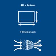 Filterelement mit 5 µm-Feinheit und Abmessungen 420 x 245 mm
