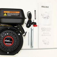 Gasoline Engine-Komplettset (196cc) mit Abdeckung und Warnhinweisen