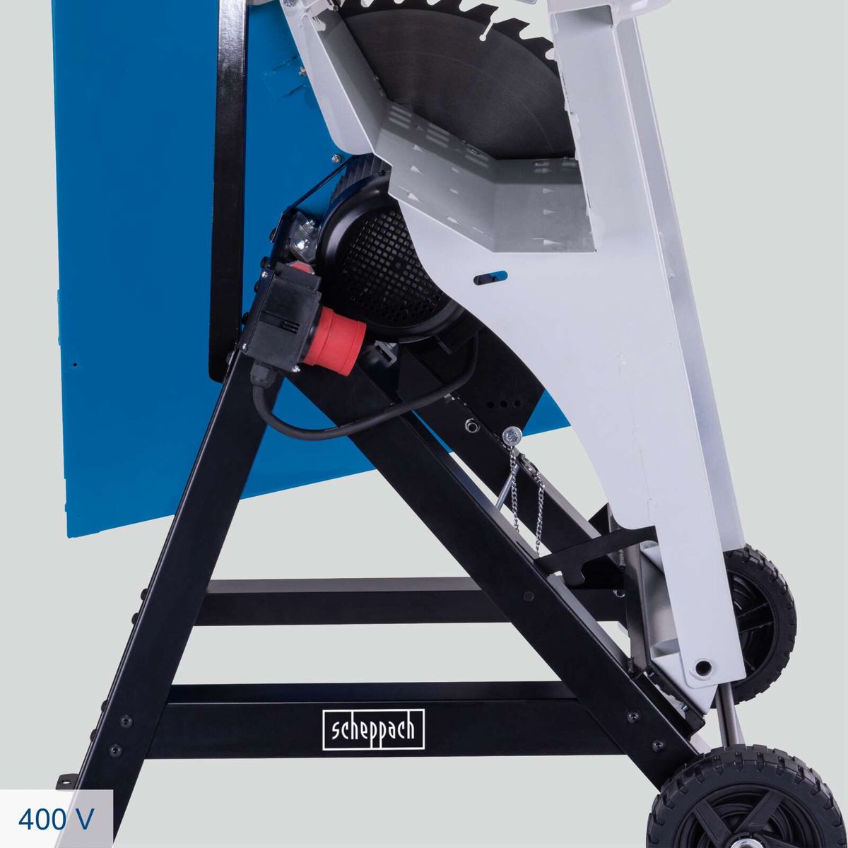 Wippkreissäge mit Wippenmechanismus und 400-Volt-Antrieb, inklusive Verlängerung