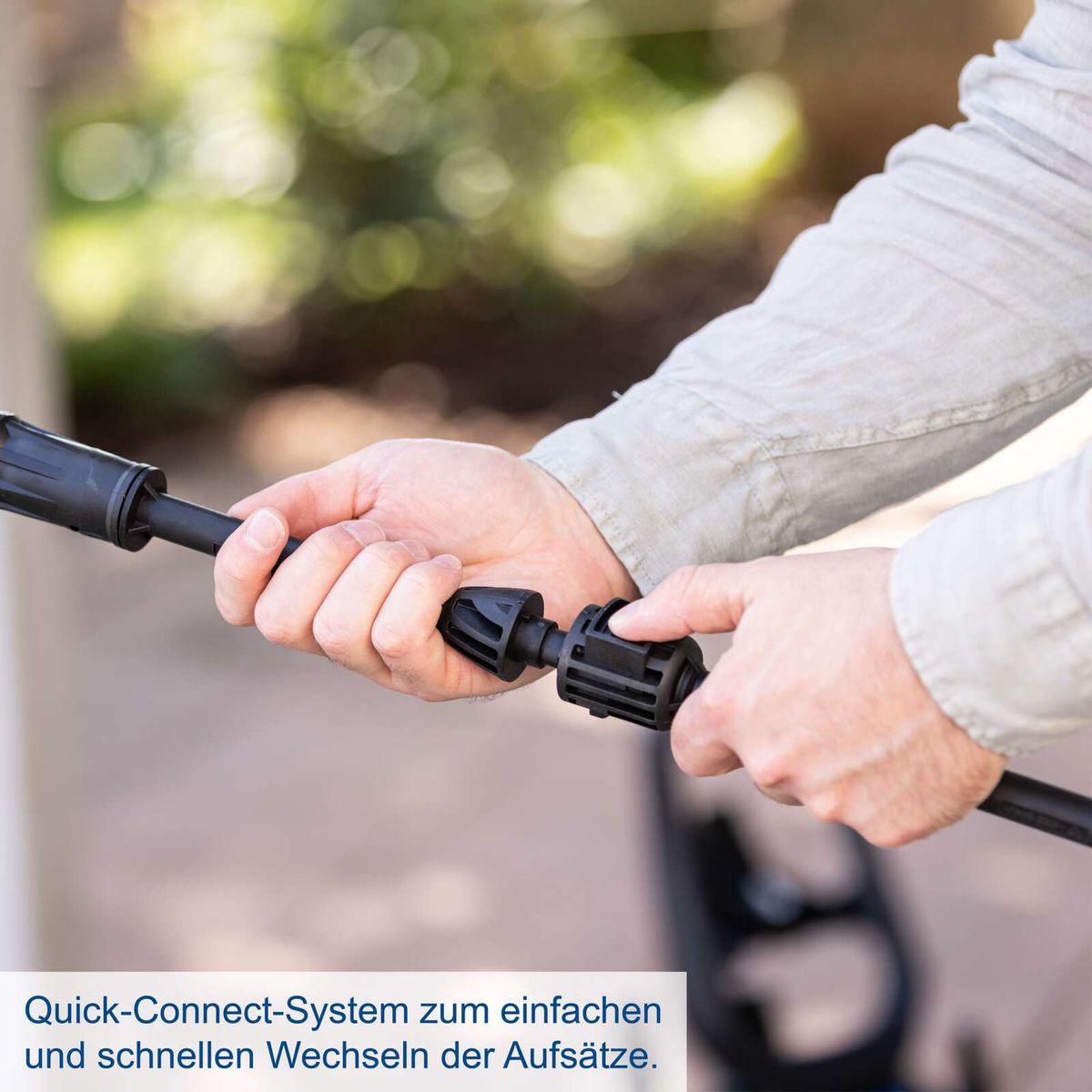 Quick-Connect-System für schnellen Wechsel der Aufsätze für Hochdruckreiniger