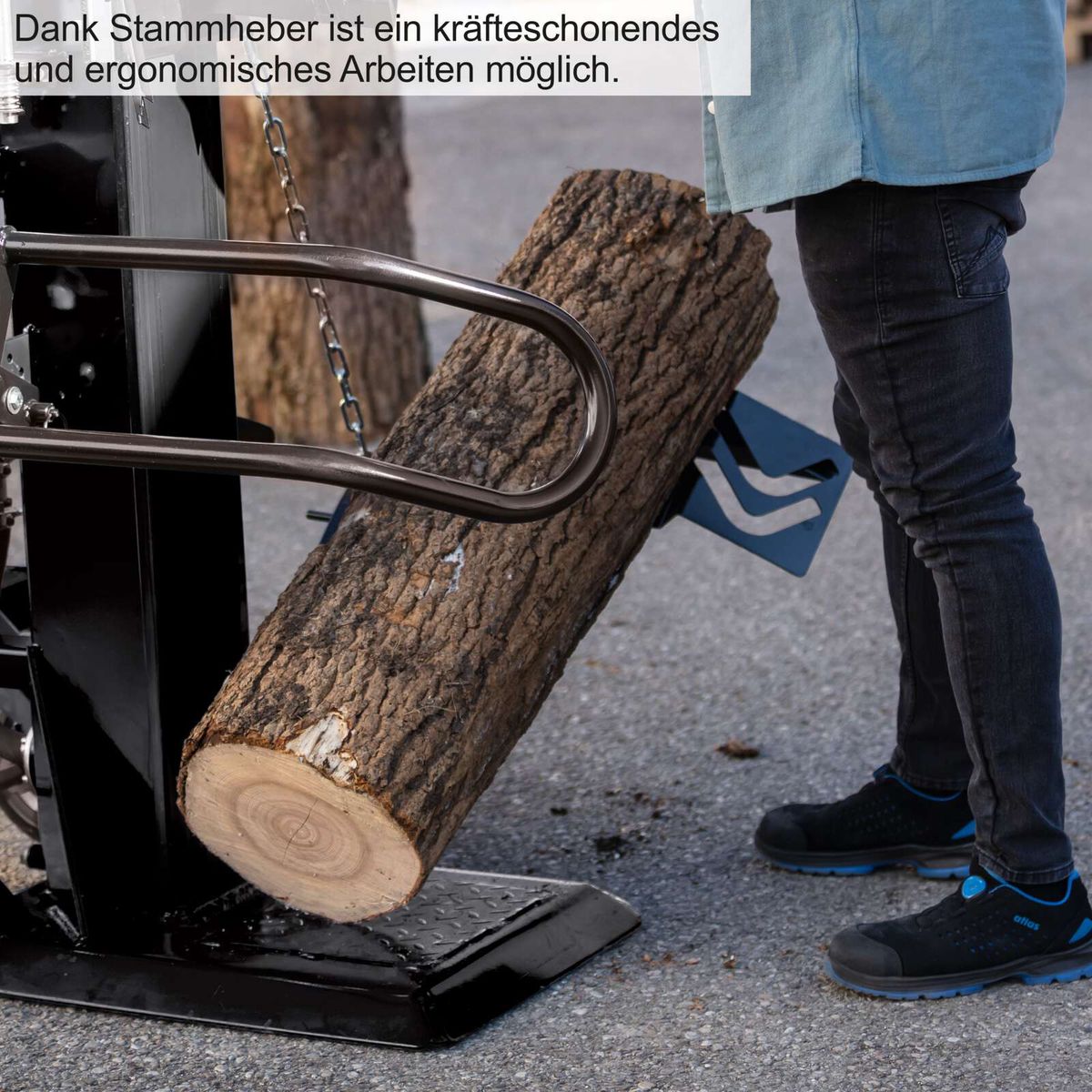 Ergonomisches Holzspalten mit Kraftschutz durch Stemmhebelaufnahme für sicheres Arbeiten