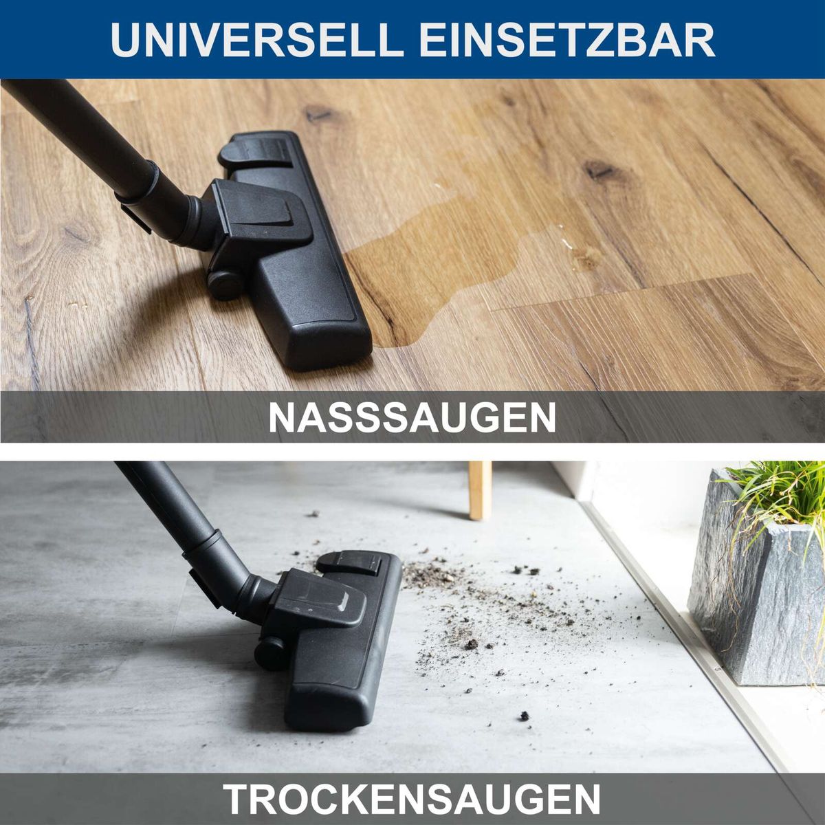 Scheppach Akku-Nass-/Trockensauger mit universeller Anpassung für Nass- und Trockensaugerfunktion