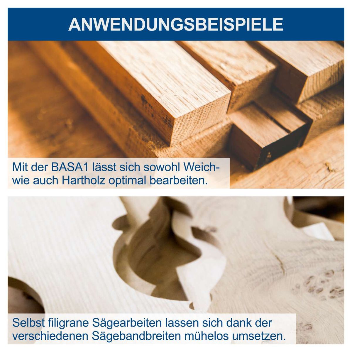 Die Bandsäge Basa1 von Scheppach eignet sich für die Bearbeitung von Weich- und Hartholz. Sie ermöglicht präzise Sägearbeiten dank verschiedener Sägebandbreiten.