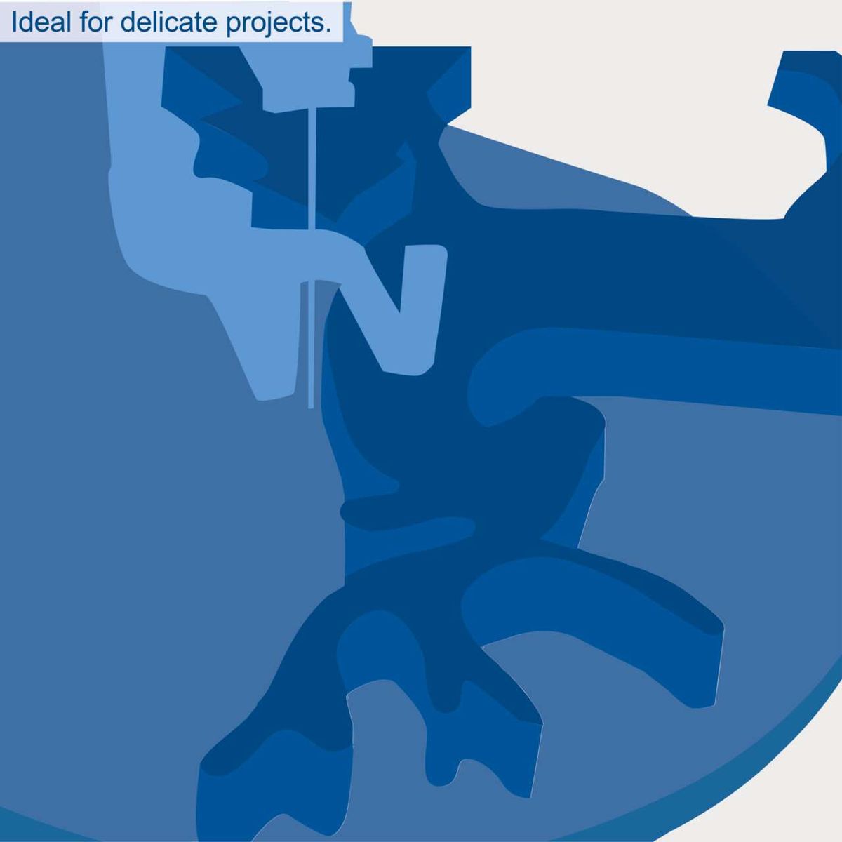 Diagram showing a scroll saw with detailed design for precise cutting features
