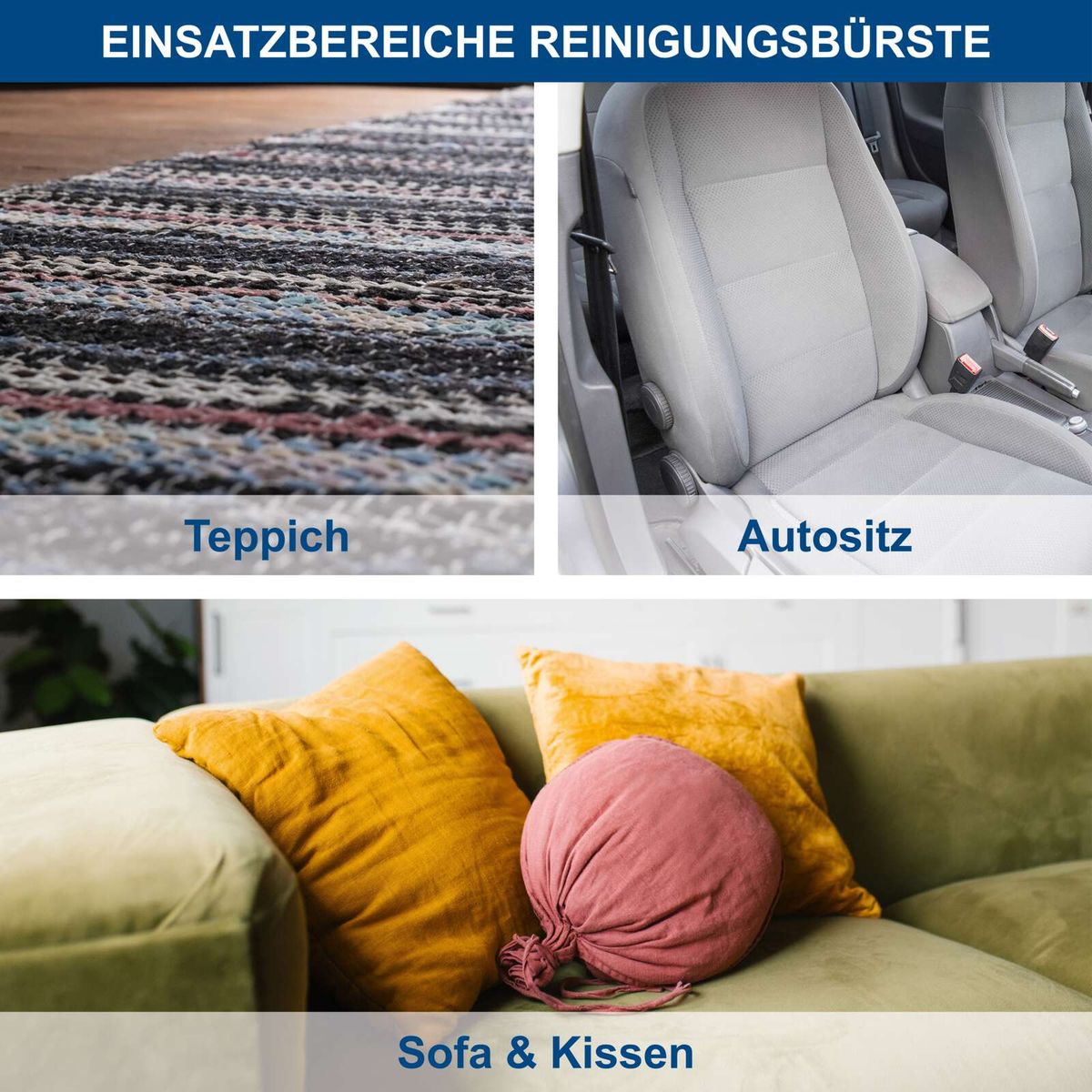 Möbelreinigungselemente: Teppich, Autositz und Sofa-Kissen für Scheppach-Nass-/Trockensauger.