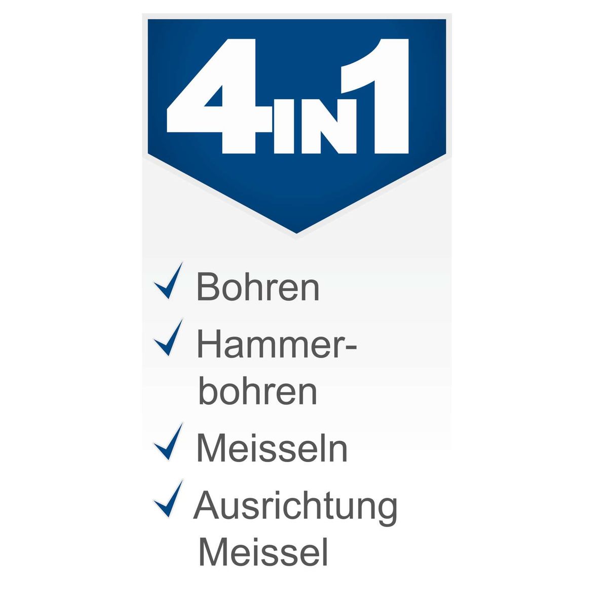 Wichtige Funktionen: Bohren, Hammerbohren, Meißeln, Ausrichtung des Meißels