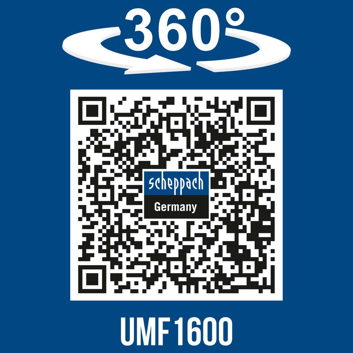 360°-Drehfunktion für UMF1600-Scheppach-Untergestell mit QR-Code für Deutschland