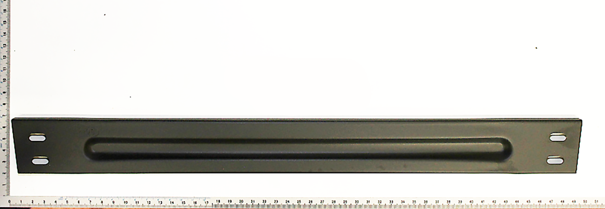 Gestellstrebe links/rechts 540mm, Ansicht von der Seite, mit Millimeter-Skala im Hintergrund.