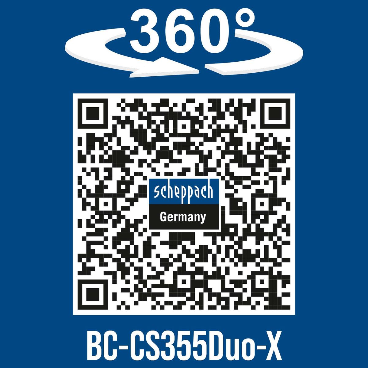 360°-Drehfunktion für flexible Handhabung, Scheppach BC-CS355Duo-X Akku-Kettensäge
