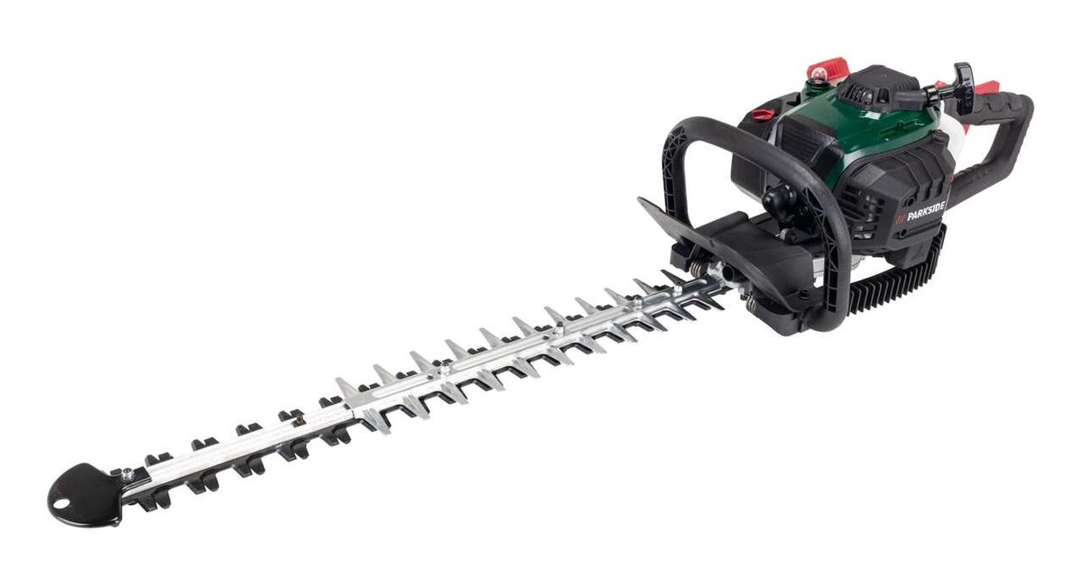 Benzin-Heckenschere PBHS 650 A1 Parkside LB8, von vorne gezeigt.