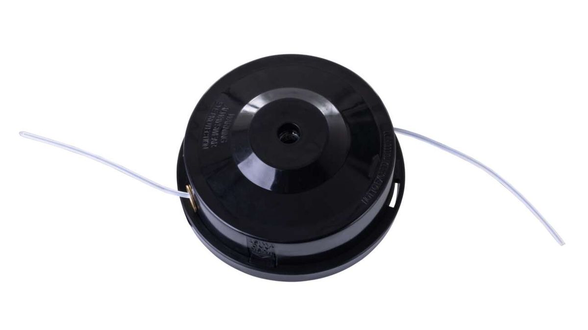 Fadenspule von Scheppach, von oben fotografiert. Mit weißem Faden. Artikelnummer 79107007200mm, SL5.5x75mm, SL6.5x75mm.