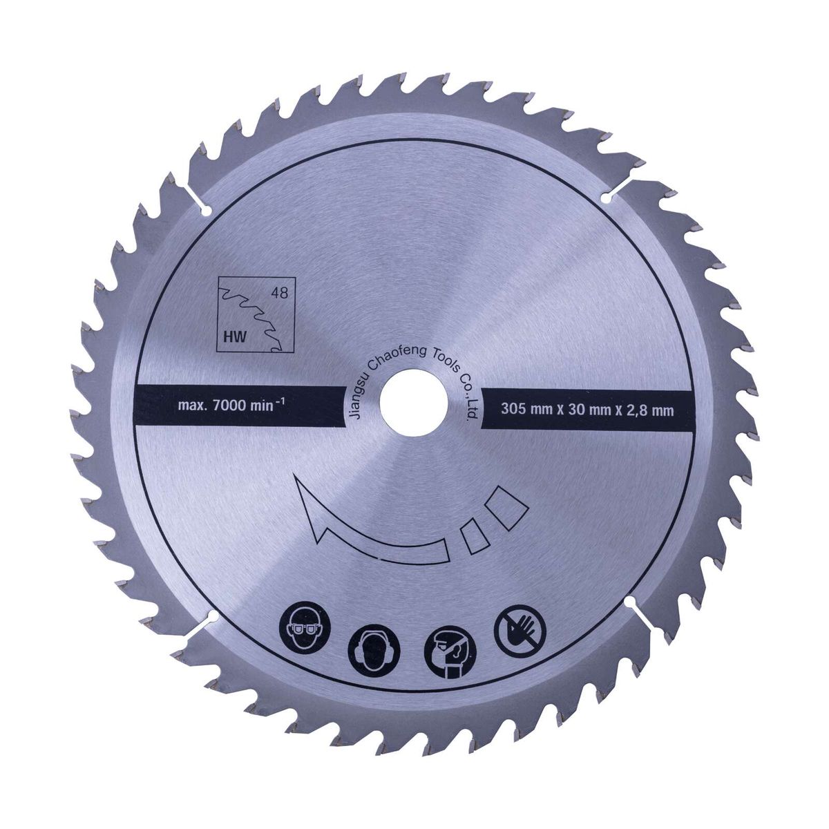 Scheppach-Kunststoffsägeblatt mit 305 mm Durchmesser, 30 mm Breite und 2,8 mm Dicke, max. 7000 U/min