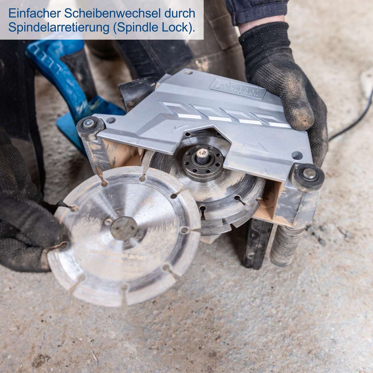 Spindelverriegelung (Spindellock) für Scheibenwechsel bei Mauerfräse MNF2250