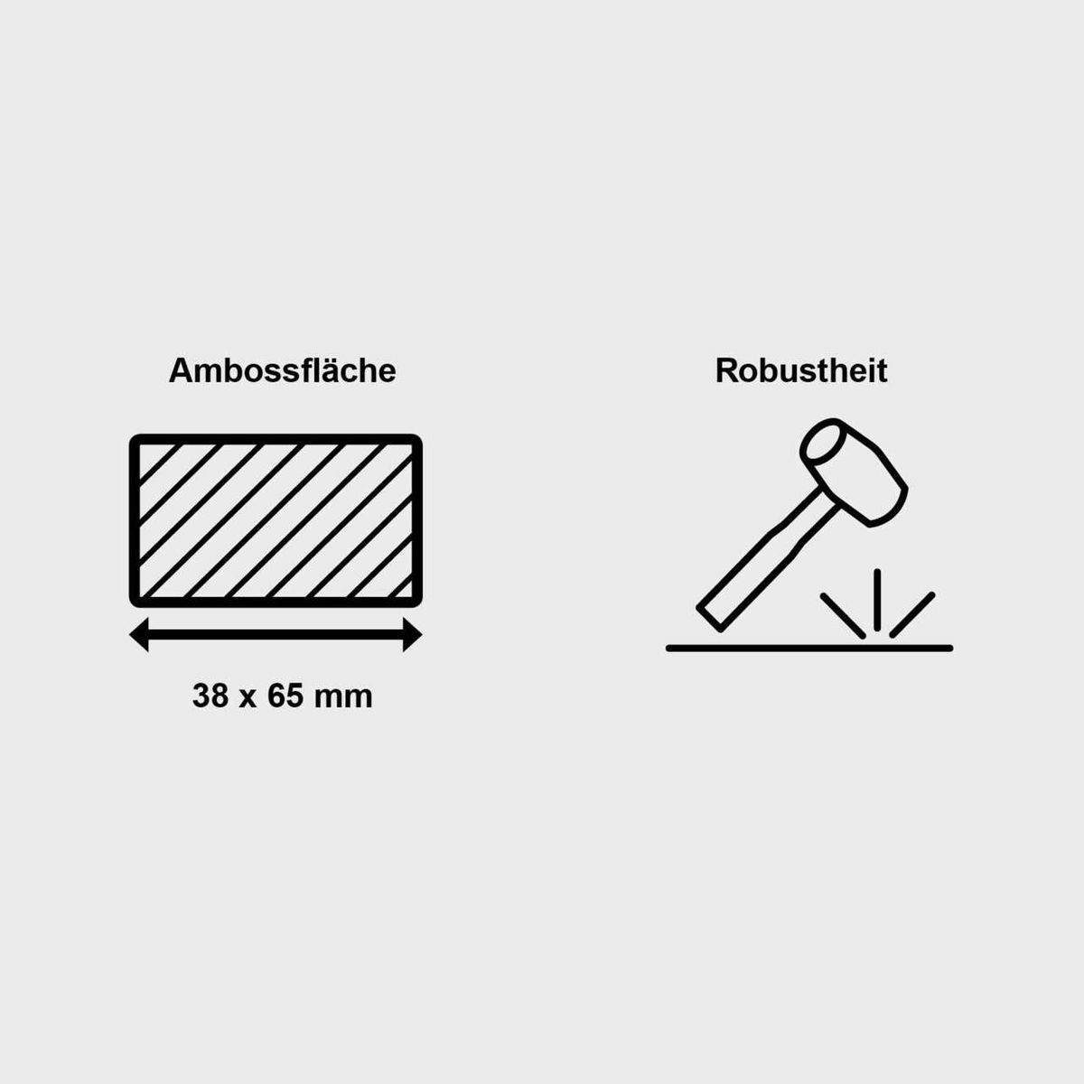 Der Schraubstock ASV360-100 von Scheppach hat eine Ambossfläche von 38 x 65 mm und ist besonders robust.