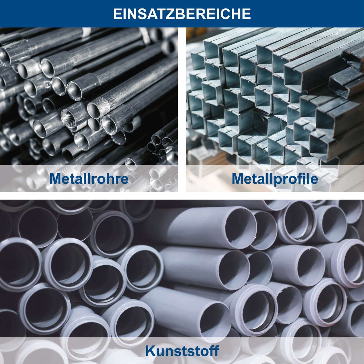 Metallrohre und -profile als Einsatzbereiche für industrielle Anwendungen, Kunststoffrohre