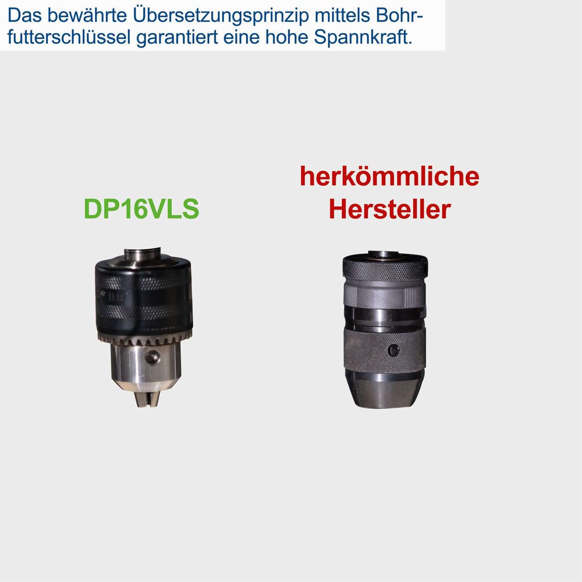 Scheppach Bohrfutter mit Übersetzungsprinzip für hohe Spannungskraft, DP16VLS-Modell