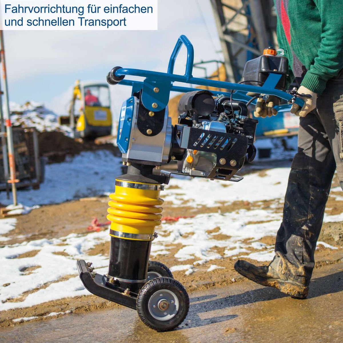 Vibrationsstampfer mit Transportaufsatz für leichten und schnellen Transport und Einsatz