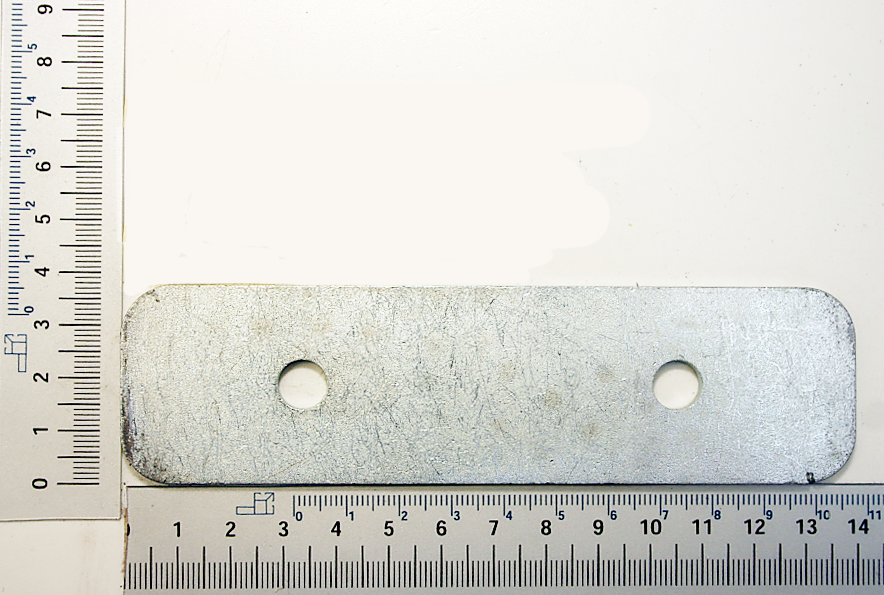 Klemmblech mit zwei Bohrungen für Scheppach-Produkte, Messskala darunter