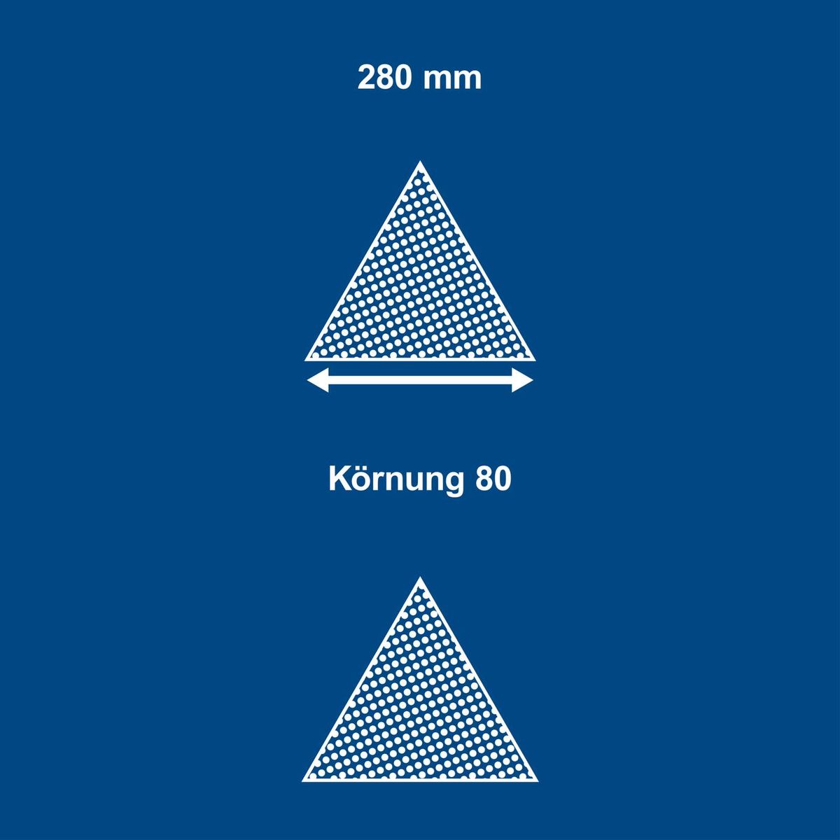 Dreieckiges Schleifpapier mit Körnung 80, Abmessung 280 mm – Satzbezug für 10 Stück