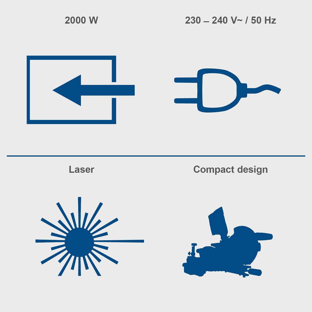 The Scheppach HM254X mitre saw has a power of 2000 W and operates with 230-240 V/50 Hz. It features a laser for precise cuts and a compact design for easy handling.