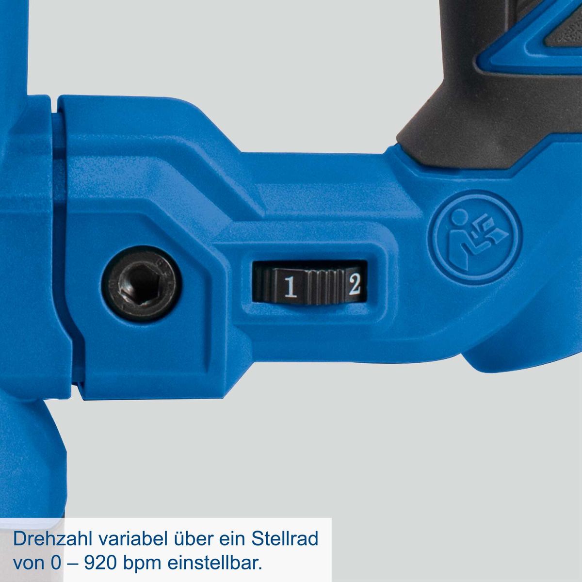 Variable Drehzahl-Einstellrad für 0–920 U/min auf Bohrhammer DH1500 Plus