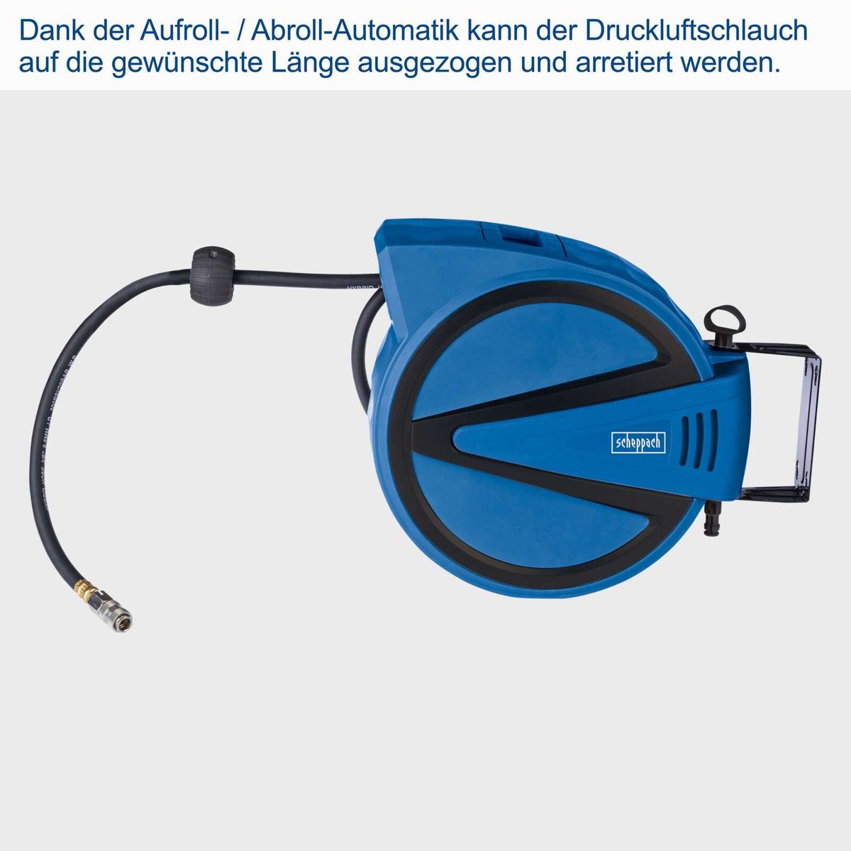 Automatische Druckluftschlauchrolle mit Aufrollautomatik für präzise Längeseinstellung