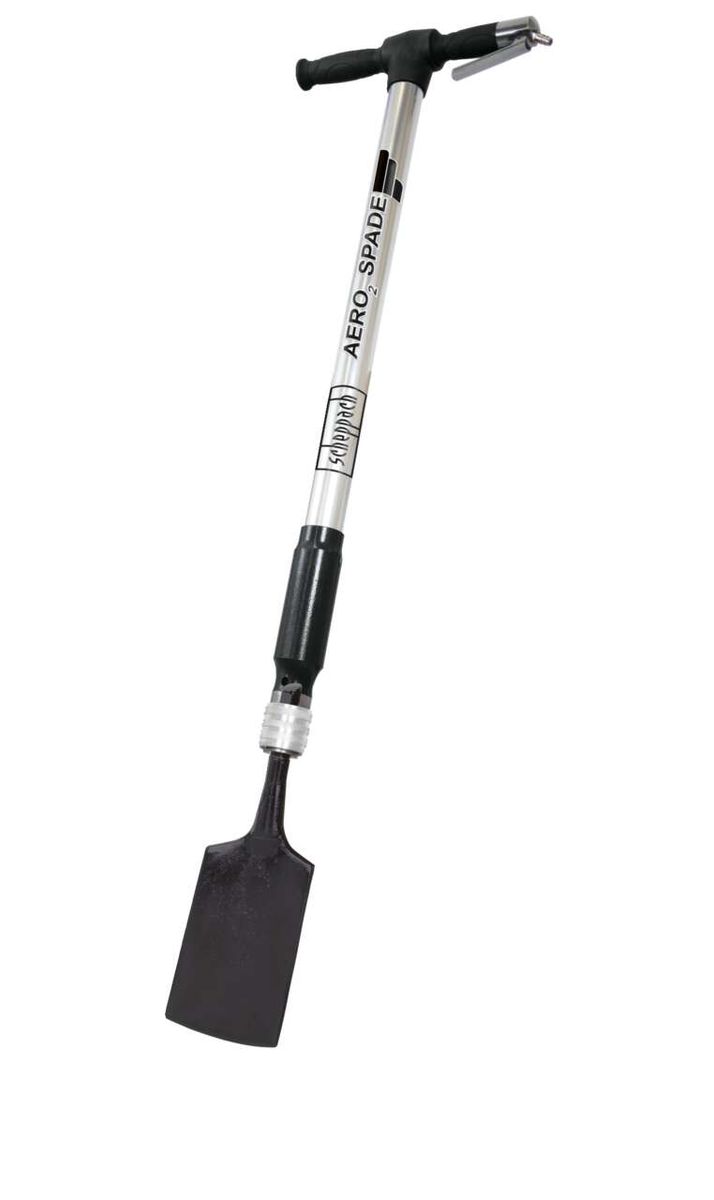 Scheppach Aero² Spade Druckluftspaten, Ansicht von der Seite.