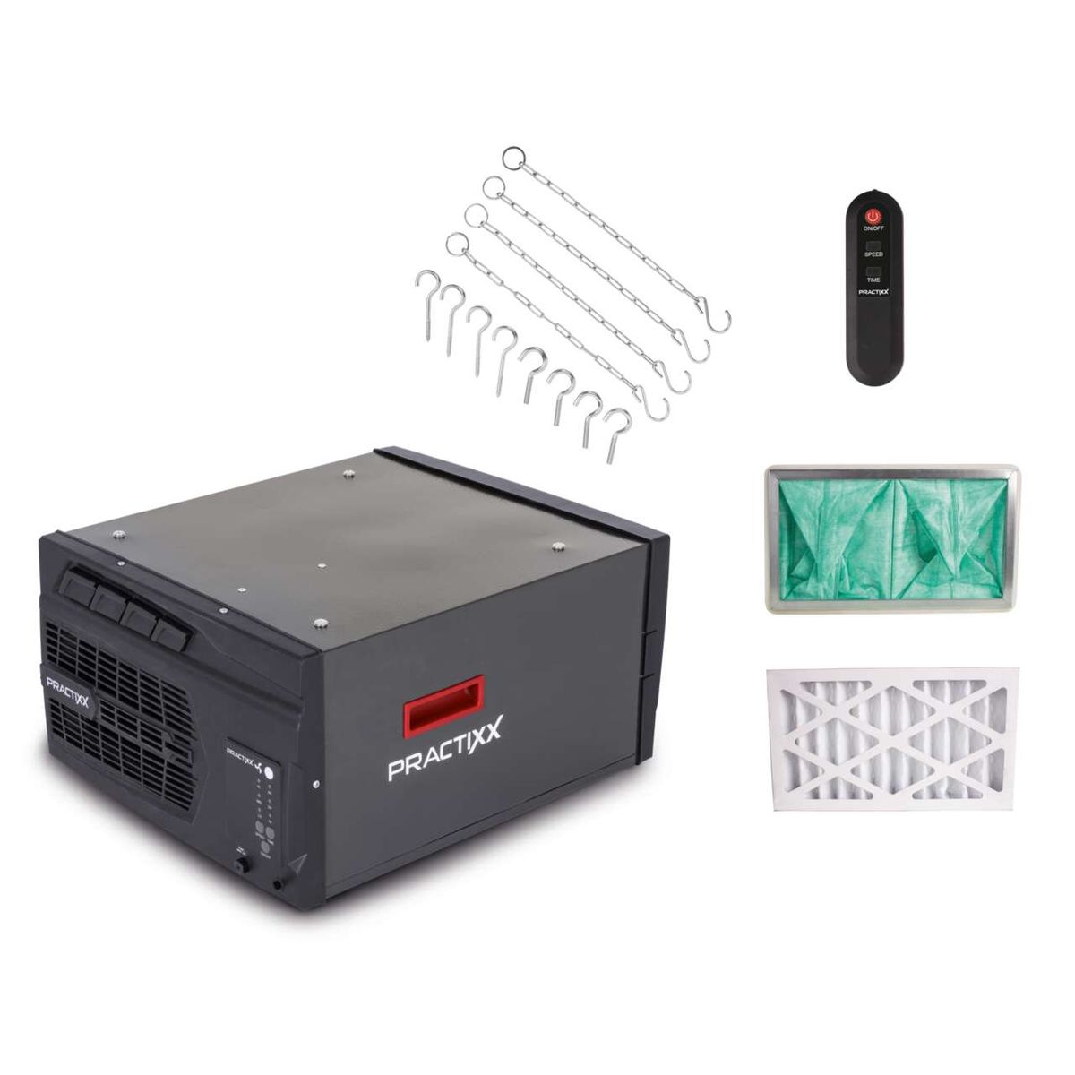 Luftreiniger Practixx mit Filterset, inklusive Filterkassetten, Filterhalterungen und Fernbedienung
