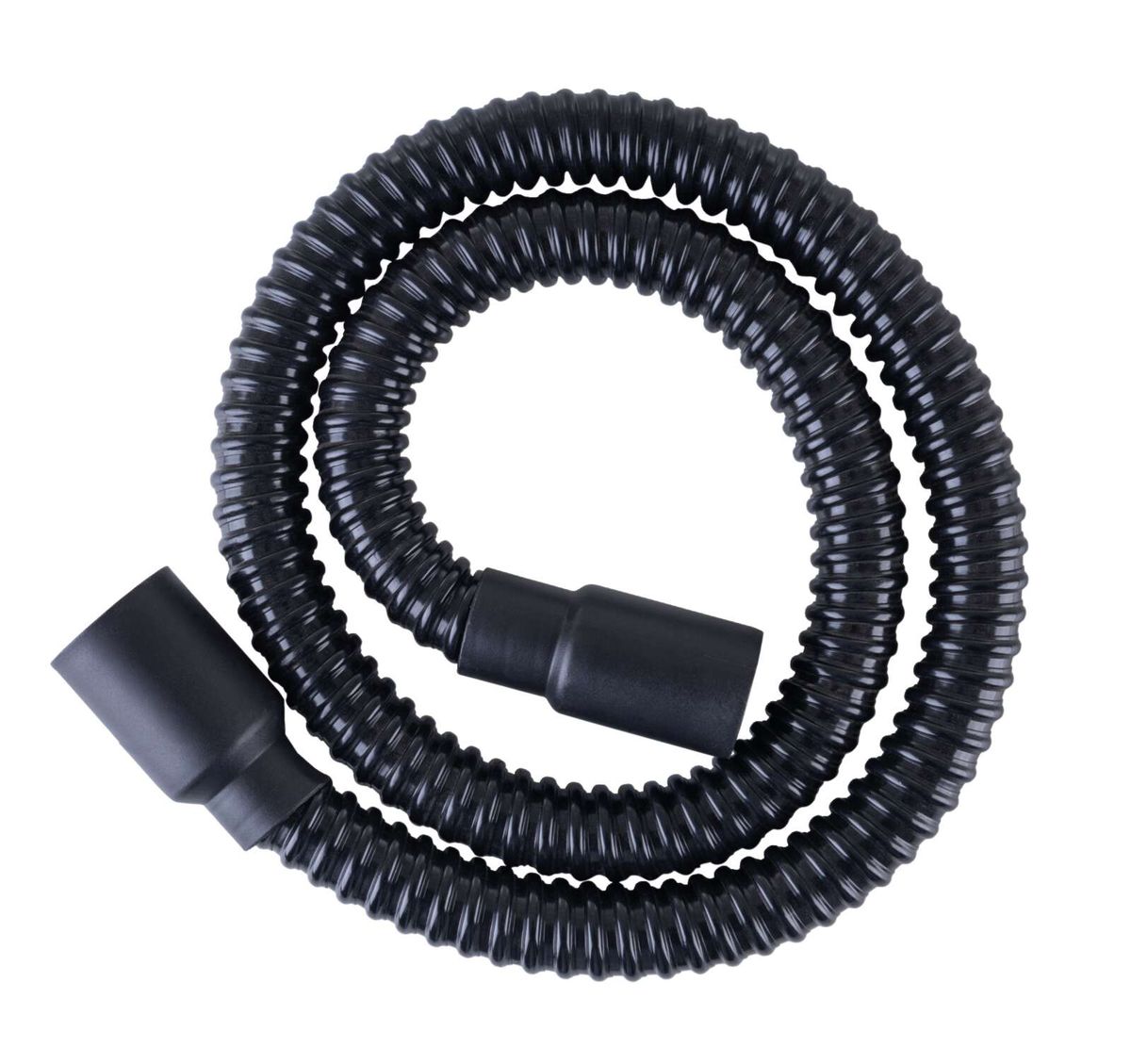 Scheppach-Schlauch mit zwei Endstücken, spiralförmig geformt und aus flexiblem Material gefertigt.