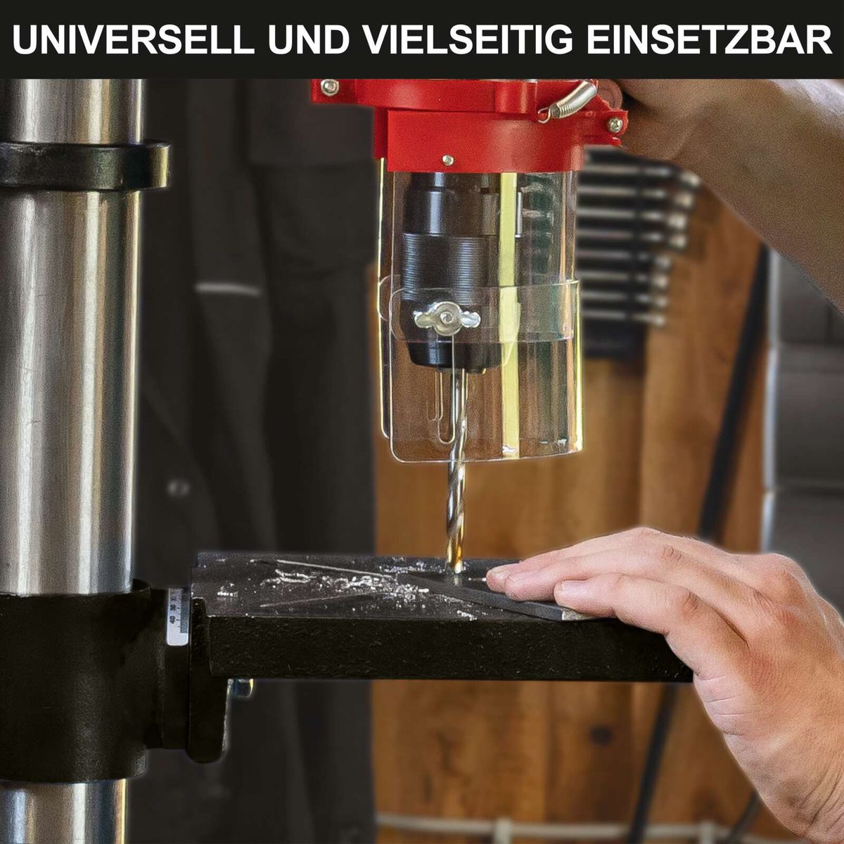 Tischbohrmaschine mit Spannfutter und variabler Drehzahl für präzise Bohrungen in verschiedenen Materialien