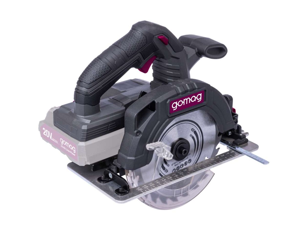 Akku-Handkreissäge GO-HKS165BL gomag, Ansicht von vorne rechts.