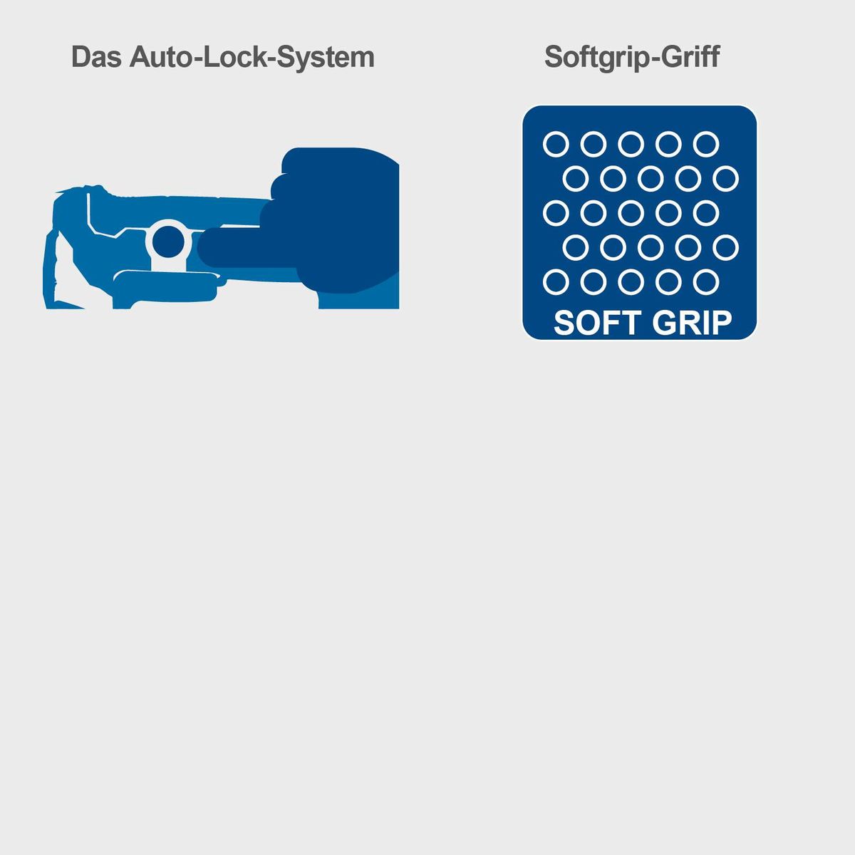 Auto-Lock-System und Softgrip-Griff für Schleifbürstenhalterung mit ergonomischer Griffgestaltung