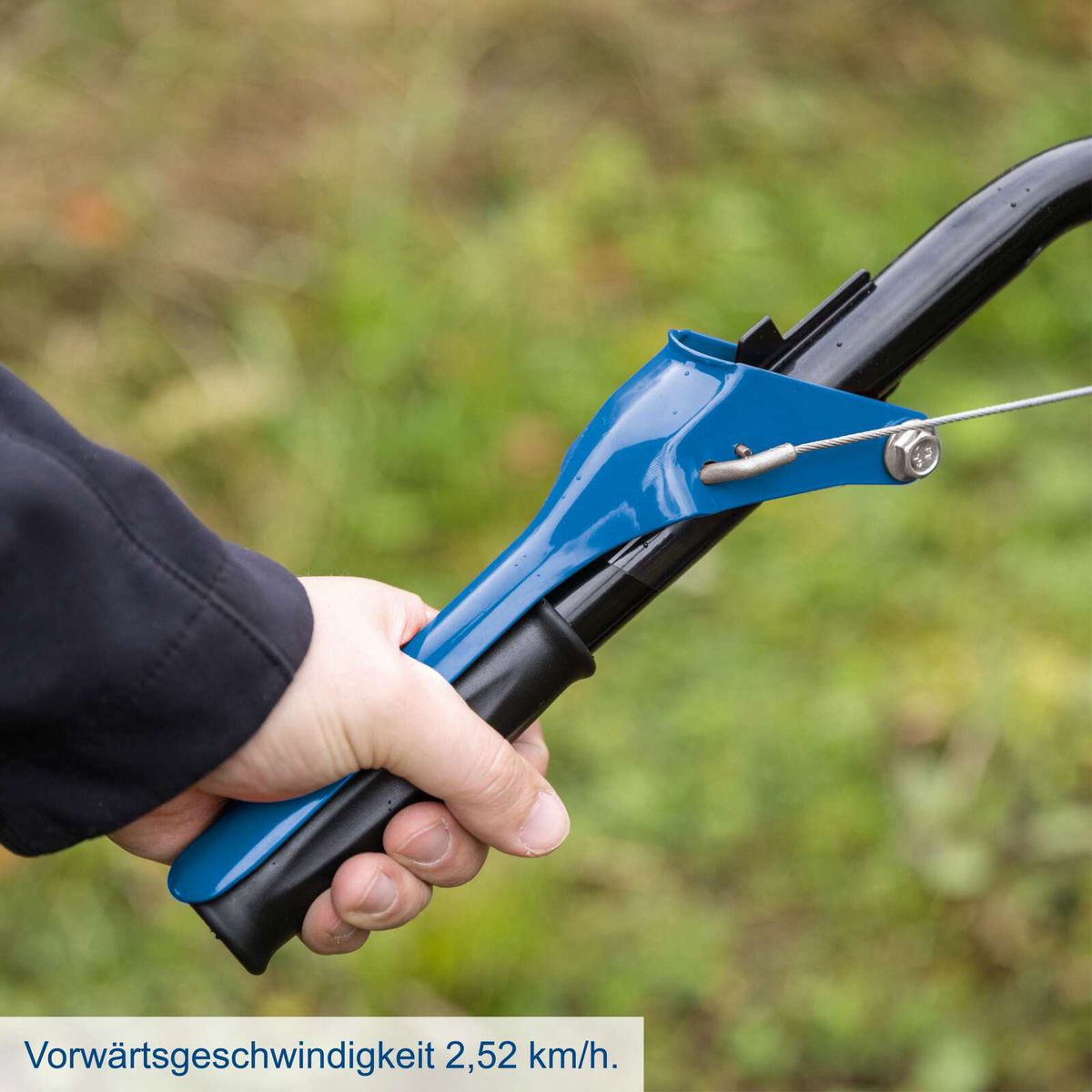 Anzeige der Vorwärtsgeschwindigkeit von 2,52 km/h für Scheppach-Balkenmäher