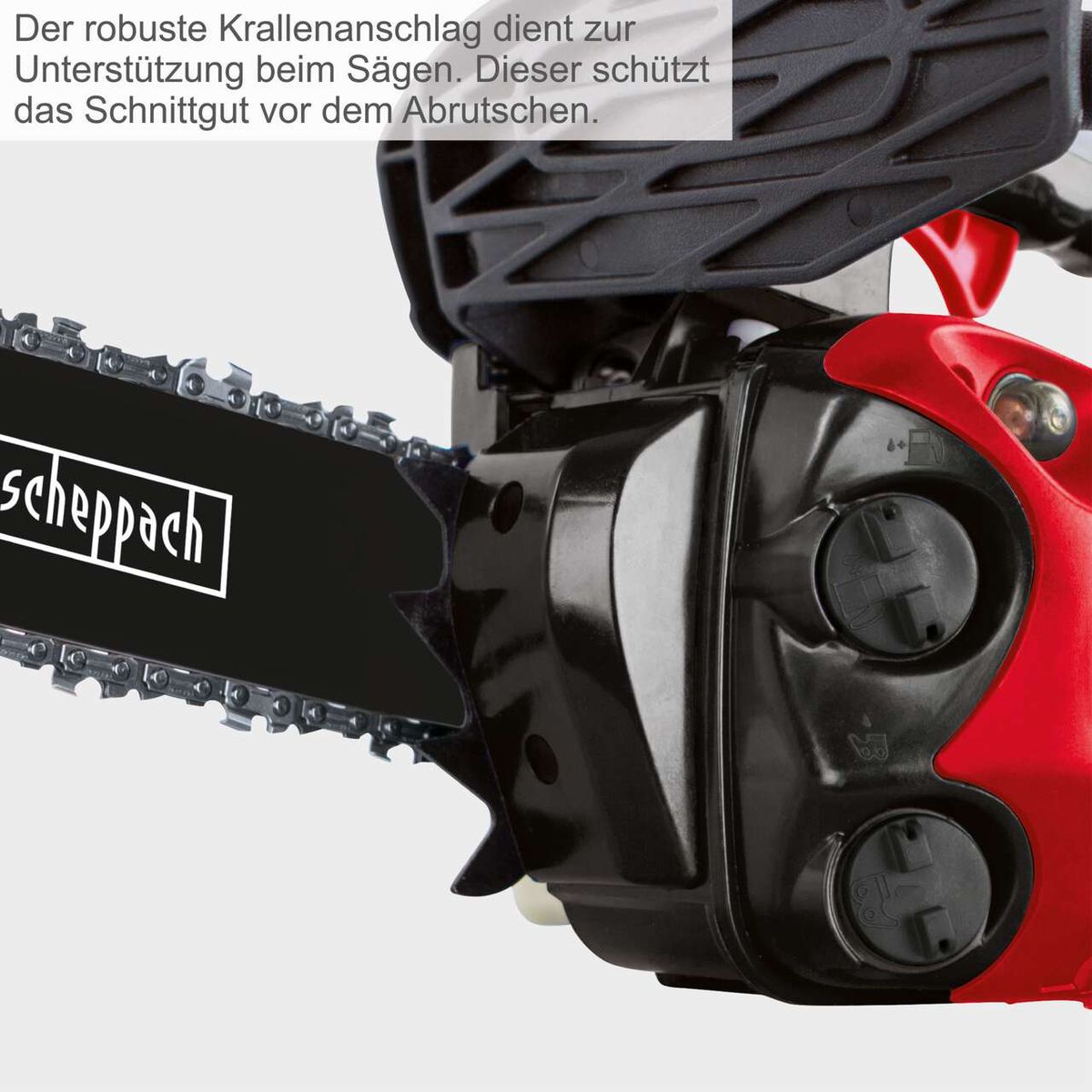 Die robuste Krallenanschlag dient zur Unterstützung beim Sägen. Dieser schützt das Schnittgut vor dem Abrutschen.
