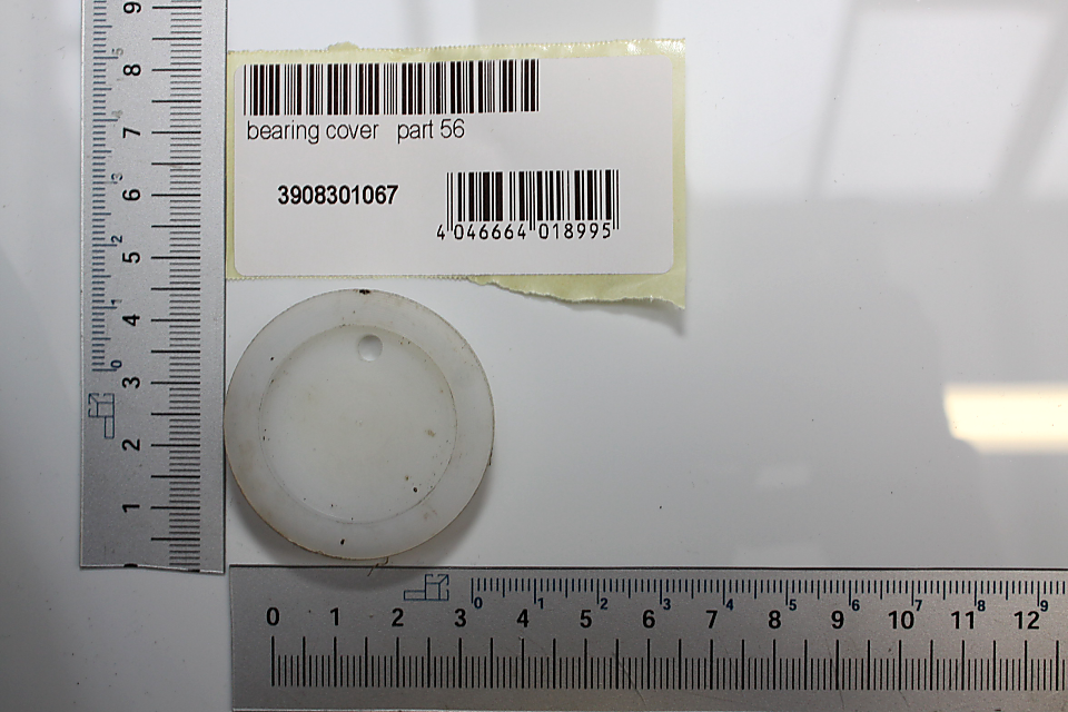 Scheppach Lagergehäuse-Teil (Bearingschutzkappe) mit Beschriftung und Barcode